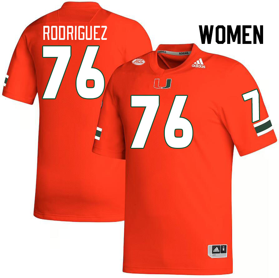 Women #76 Ryan Rodriguez Miami Hurricanes College Football Jerseys Stitched-Orange - Click Image to Close